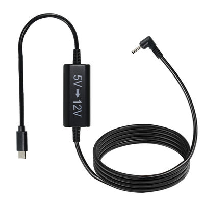 Cabo USB-C para 12V Step-Up com Plugue DC em Ângulo Reto - Cabo Conversor de Energia de 5V para 12V para Roteador, LED, Câmera, Ventilador