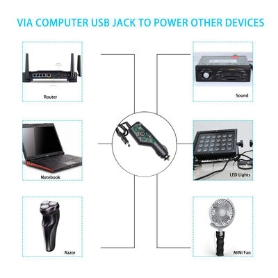 Adaptador de alimentação de cigarro de carro de 12 V com DC 5.5x2.1mm Plug Barrel - Cabo de carregador de veículo para LED Strip, Router, DIY