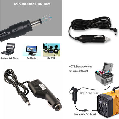 Adaptador de alimentação de cigarro de carro de 12 V com DC 5.5x2.1mm Plug Barrel - Cabo de carregador de veículo para LED Strip, Router, DIY