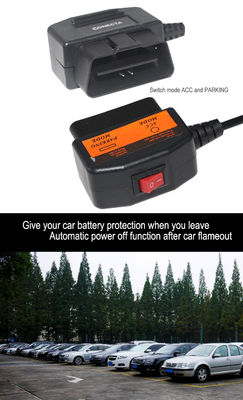 Cabo de alimentação OBD2 para DC 5.5x2.1mm para Câmera de Painel - Adaptador de fio rígido para modo ACC/Estacionamento com corte de tensão inteligente para DVR de carro 12V