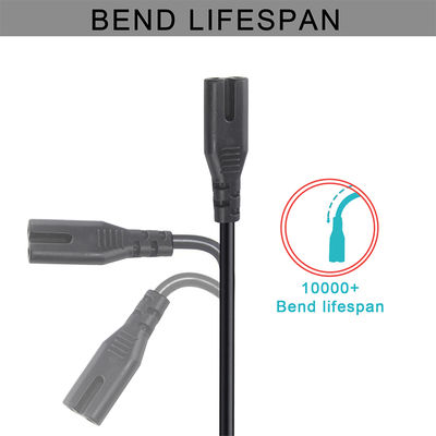 Cabo de alimentação NEMA 1-15P para IEC C7 - Cabo de plugue plano para conector Figura-8 para laptop, DVD player, console de jogos, pequenos eletrodomésticos