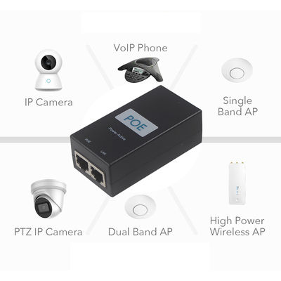 Injetor PoE Ativo de Mesa - Adaptador Power Over Ethernet 48V IEEE 802.3af/at para Câmeras IP, APs Wireless, Telefones VoIP