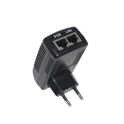 EU Plug PoE Injector- 48V Fornecimento de energia ativa através de Ethernet IEEE 802.3af/at para câmera IP, ponto de acesso sem fio, telefone VoIP