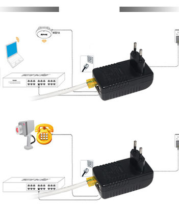 EU Plug PoE Injector- 48V Fornecimento de energia ativa através de Ethernet IEEE 802.3af/at para câmera IP, ponto de acesso sem fio, telefone VoIP