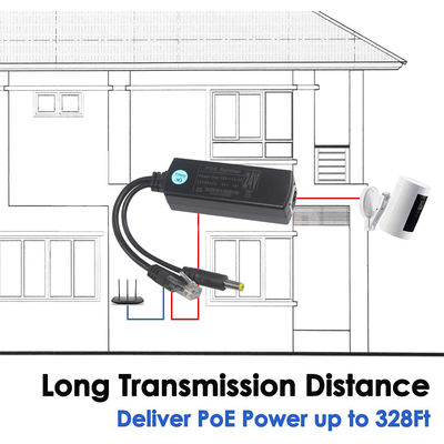 Divisor PoE com Saída DC - Conversor Power Over Ethernet 48V para 12V/9V/5V Step Down para Câmera IP, Raspberry Pi, Ponto de Acesso