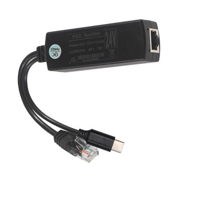 PoE Splitter com saída USB-C- 48V a 5V/9V/12V Power Over Ethernet Converter para tablet, telefone, Raspberry Pi, dispositivos USB-C