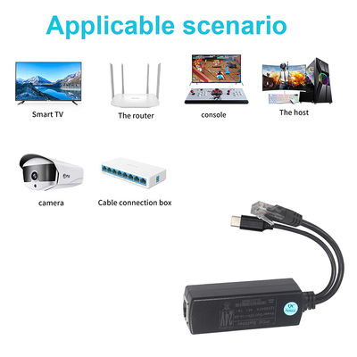 PoE Splitter com saída USB-C- 48V a 5V/9V/12V Power Over Ethernet Converter para tablet, telefone, Raspberry Pi, dispositivos USB-C