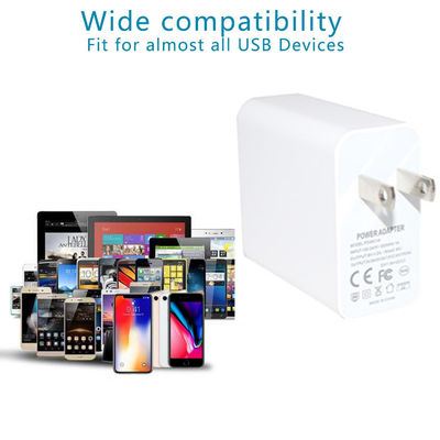 US Plug 2-Port Wall Charger Adaptador de carregamento rápido de 45W com saída USB-C e USB-A para telefone, tablet, laptop, uso doméstico e de viagem