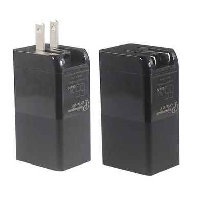 Carregador de Parede USB 65W com Plugue US – Adaptador de Duas Portas com Saída USB-C e USB-A para Laptop, Telefone, Tablet, Carregamento para Viagem (Entrada 100–240V)