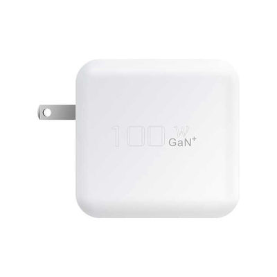 US Plug 100W Carregador de parede USB-C Adaptador de alta potência de 2 pines para laptop, tablet, telefone, dispositivos tipo-C (entrada de 240V)
