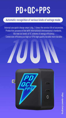 US Plug 100W Dual USB-C Wall Charger ️ Adaptador de carregamento rápido de 2 portas para computador portátil, tablet, telefone, dispositivos tipo-C (100 ️ entrada 240V)