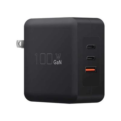 Carregador de Parede US 100W – Adaptador de Carregamento Rápido Dual USB-C & USB-A para Laptop, Tablet, Telefone, Uso em Viagens (Entrada 100–240V)
