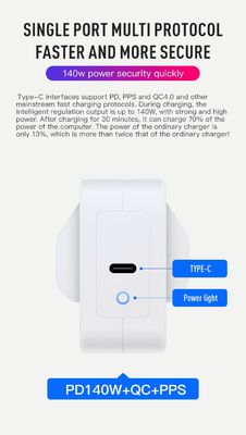 Carregador de Parede USB-C AU Plug 140W – Adaptador de 2 pinos de alta potência para laptop, tablet, telefone, dispositivos Type-C (Entrada 100–240V)