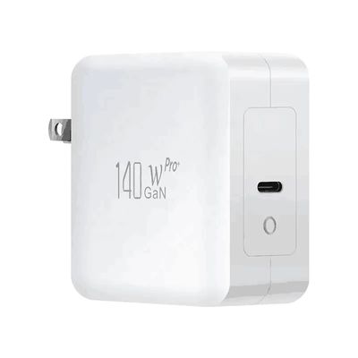 Carregador de parede US de 2 pinos com porta USB-C única, saída de alta velocidade de 140W, adaptador de carregamento rápido para laptop/celular