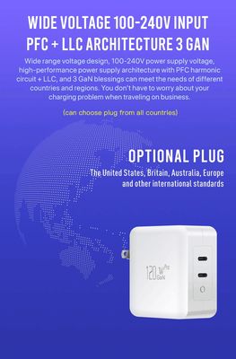 Carregador de parede US de 2 pinos com porta USB-C única, saída de alta velocidade de 140W, adaptador de carregamento rápido para laptop/celular