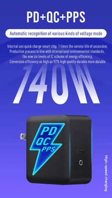 Carregador de parede de 2 pines com duas portas USB-C, saída de alta velocidade de 120W, adaptador de carregamento rápido para laptop / tablet