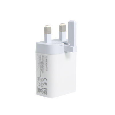 Carregador de parede de 2 pines do Reino Unido com portas USB-C e USB-A, saída de 20W, adaptador de energia compacto de duas portas para telefone / tablet