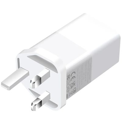 Carregador de parede de 2 pines do Reino Unido com portas USB-C e USB-A, adaptador de energia de alta velocidade de duas portas de 65W para laptop / telefone / tablet