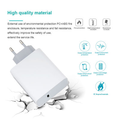 Carregador de parede USB-C EU de 2 pinos, Adaptador de energia Type-C de alta velocidade de 60W para laptop, tablet e smartphone