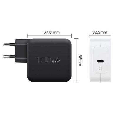 Carregador de parede USB-C EU de 2 pinos, Adaptador de energia Tipo-C de alta velocidade de 100W para laptop, tablet e dispositivos móveis