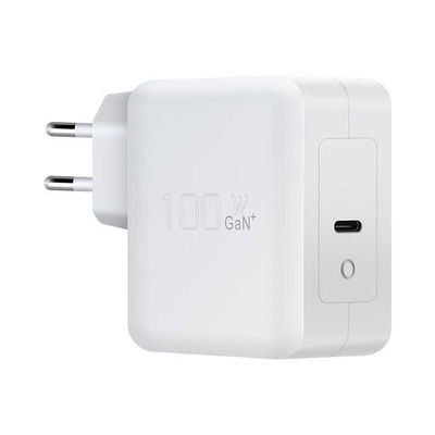 Carregador de parede USB-C EU de 2 pinos, Adaptador de energia Tipo-C de alta velocidade de 100W para laptop, tablet e dispositivos móveis