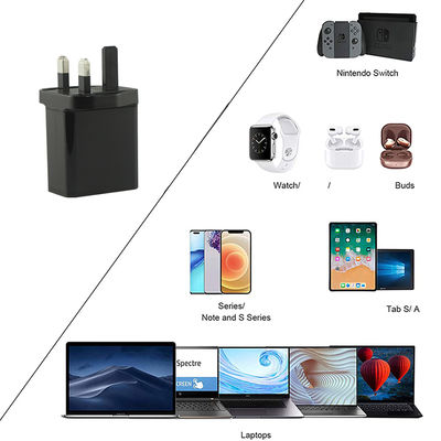 Carregador de parede USB-C e USB-A de 2 pinos da UE, adaptador de energia de 45W com duas portas para laptop, tablet e smartphone