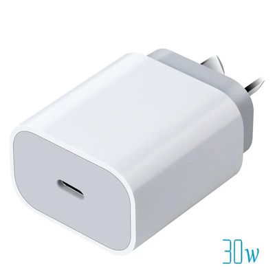 Carregador de parede AU 2-Pin USB-C, adaptador de alimentação tipo-C rápido de 30W para smartphones, tablets e laptops pequenos