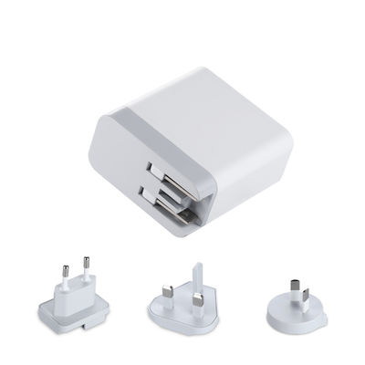 Carregador de Parede USB Multi-Portas com Plugues Intercambiáveis, Adaptador de Energia USB-A & USB-C de 60W para Casa, Escritório e Viagem