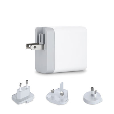Carregador de Parede USB Multi-Portas com Plugues Intercambiáveis, Adaptador de Energia USB-A & USB-C de 60W para Casa, Escritório e Viagem