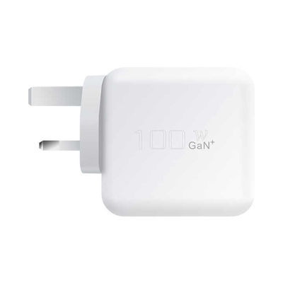 UK Carregador USB-C de 2 pines com duas portas, adaptador de energia tipo-C de alta velocidade de 100W para laptops, tablets e smartphones