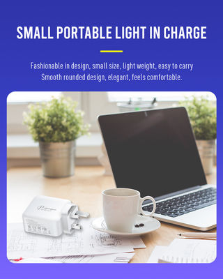 UK Carregador USB-C de 2 pines com duas portas, adaptador de energia tipo-C de alta velocidade de 100W para laptops, tablets e smartphones
