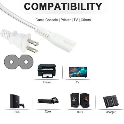 QIUCABLE TV Power Cord - 2Pack 10FT 2 Prong Non-Polarized Plug NEMA 1-15P para C7 Figura 8 Corda de substituição de alimentação (B0D7RKLTSJ)