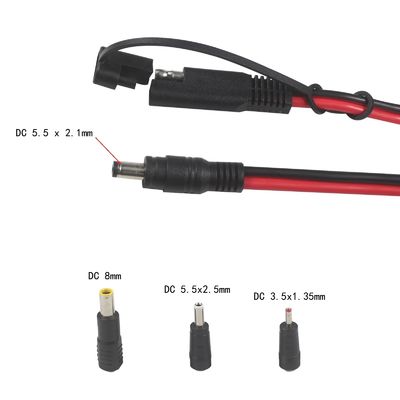Cable de adaptador coaxial SAE para CC - 6Ft 14AWG Quick Release Disconnect Plug 5.5mmx2.1mm Jack masculino de extensão de energia com 8mm 2.5mm 3.5mm Adaptadores para automóveis (B09N3LCJ4F)