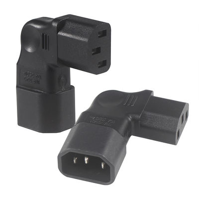 Adaptador IEC de ângulo esquerdo QIUCABLE, macho C14 para fêmea C13, plugue de 90 graus, 250V AC, 10A máx., 100% cobre puro, revestimento de PVC (B09V122QLV)