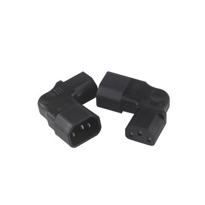 Adaptador IEC de ângulo esquerdo QIUCABLE, macho C14 para fêmea C13, plugue de 90 graus, 250V AC, 10A máx., 100% cobre puro, revestimento de PVC (B09V122QLV)