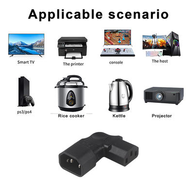 Adaptador IEC de ângulo esquerdo QIUCABLE, macho C14 para fêmea C13, plugue de 90 graus, 250V AC, 10A máx., 100% cobre puro, revestimento de PVC (B09V122QLV)