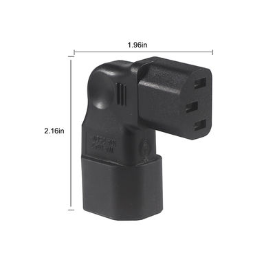 Adaptador IEC de ângulo esquerdo QIUCABLE, macho C14 para fêmea C13, plugue de 90 graus, 250V AC, 10A máx., 100% cobre puro, revestimento de PVC (B09V122QLV)