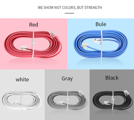 RJ11 Cable de extensão telefónica 6P4C Conectores revestidos de ouro 15ft 25ft 50ft