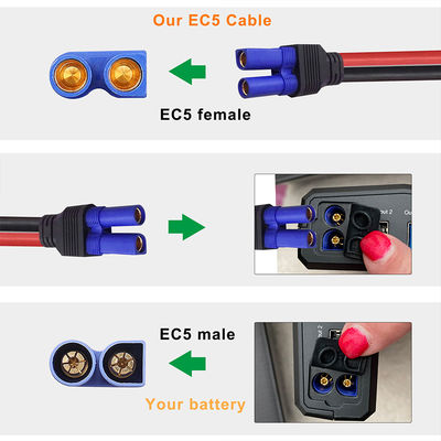 EC5 para cabos de ligação DC retangulares de 2 pinos 12AWG para sistemas solares
