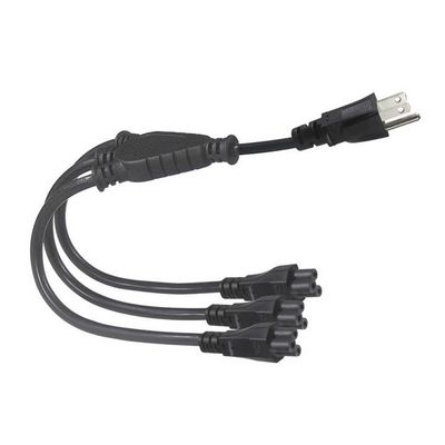 Cabo divisor de energia NEMA 5-15P para 4 vias IEC C5 para laptops