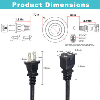 NEMA 1-15P para cabo de extensão de tomada de energia dos EUA com interruptor de pedal de pé - cabo de controle de passo em linha para lâmpada, luz de secretária, uso doméstico