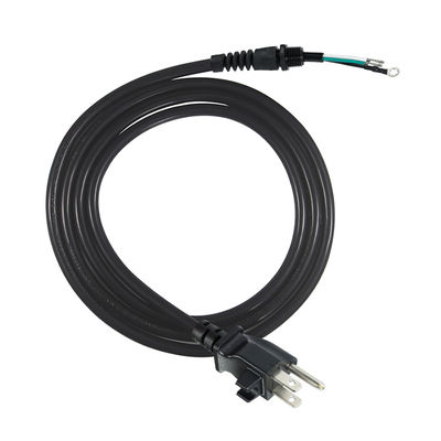 Cabo de extensão de extremidade aberta 3P, plugue NEMA 5-15P para fio desencapado, cabo de alimentação 14AWG com clipe de alívio de tensão, uso interno/externo