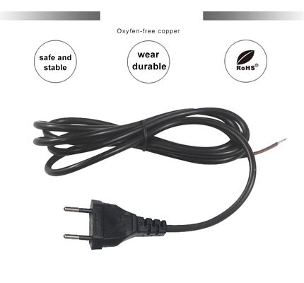 1.8M EU 2Pin Plug Power Cord 250V 10A Cabo de PVC