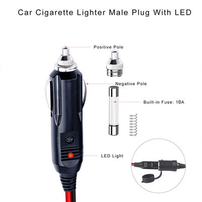 Carregador de Bateria de Carro 12-24 Volts com Adaptador de Isqueiro Macho para Macho