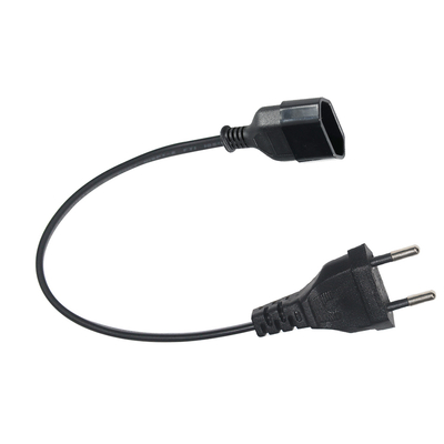 Cabo de extensão EU de 2 pinos 1,2M Preto PVC