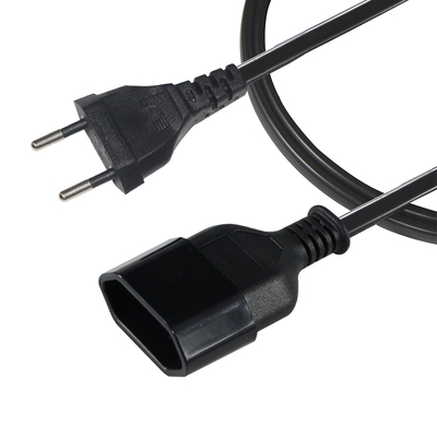 Cabo de extensão EU de 2 pinos 1,2M Preto PVC