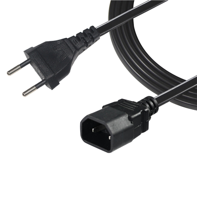 Cabo de alimentação EU Plug para IEC C18 2 pinos 250V 2.5A Preto