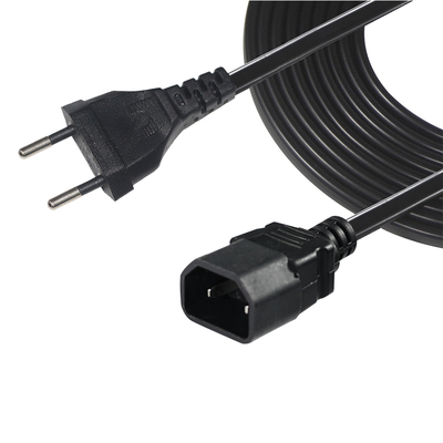 Cabo de alimentação EU Plug para IEC C18 2 pinos 250V 2.5A Preto