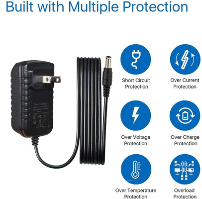 12V 1A Adaptador de alimentação por enchufe 100-240V Entrada AC