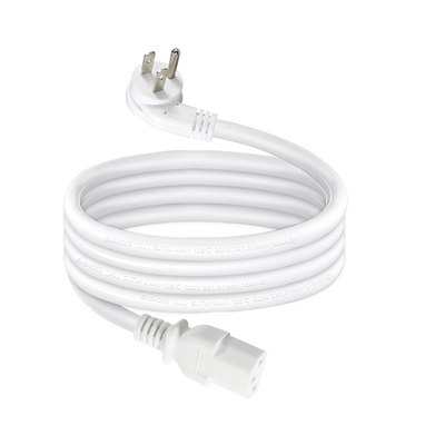 Cabo de alimentação NEMA 5-15P com ângulo reto para C13 - Cabo AC IEC C13 de 3 pinos para monitor, servidor, PDU, 10A 125V